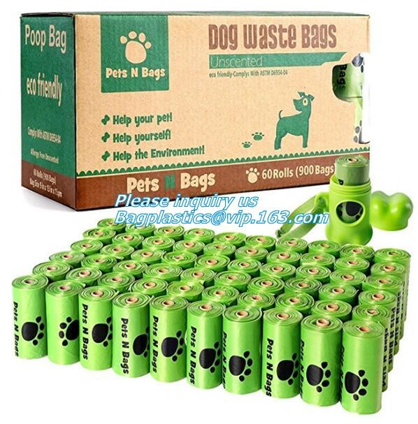Cornstarch Based Eco Compostable Dog Poop Pick Bag - 4Refill Rolls,60Bags, EN13432 BPI OK compost home cheap price high
