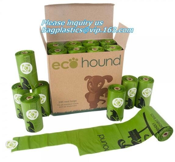 Cornstarch made biodegradable compostable dog poop bags, biodegradable compostable plastic poop dog print bag