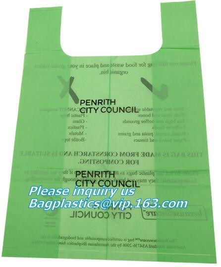 100%Biodegradable and Compostable T-Shirt Bags/Vest Carrier PE Plastic resuable shopping bag, T-shirt Shopping Bag/ Comp