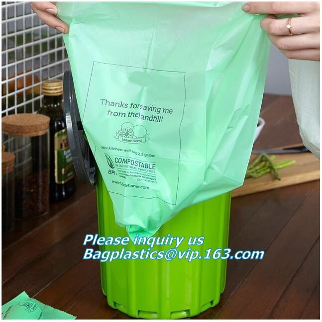 Drawstring Drawtape liner sacks, sachets, closure,shopping biodegradable compostable clear plastic grocery shopping bag,