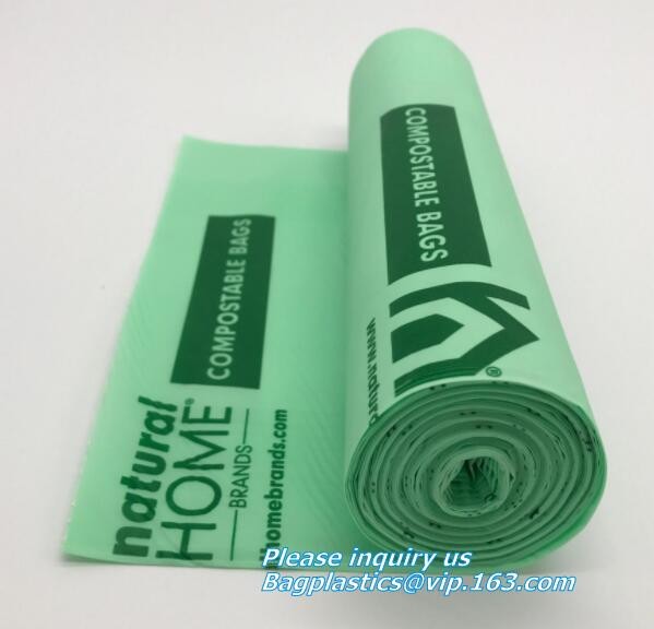 Eco friendly biodegradable plastic compostable garbage bags on roll, Compostable Disposable Colored Plastic Garbage Bag