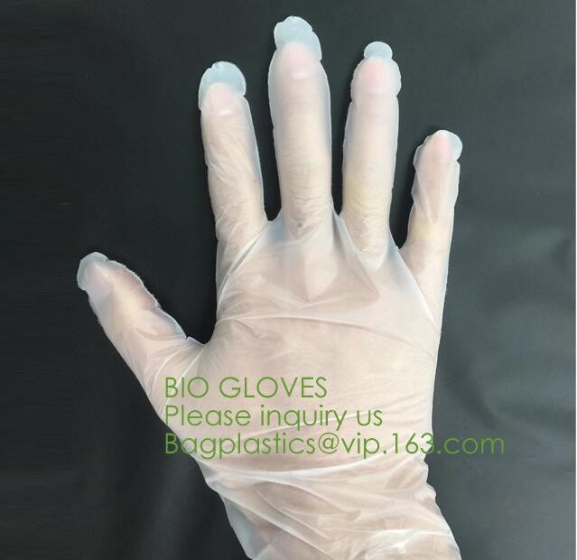 OEM cheap biodegradable kitchen disposable gloves with EN13432 BPI OK compost home ASTM D6400,eco friendly products