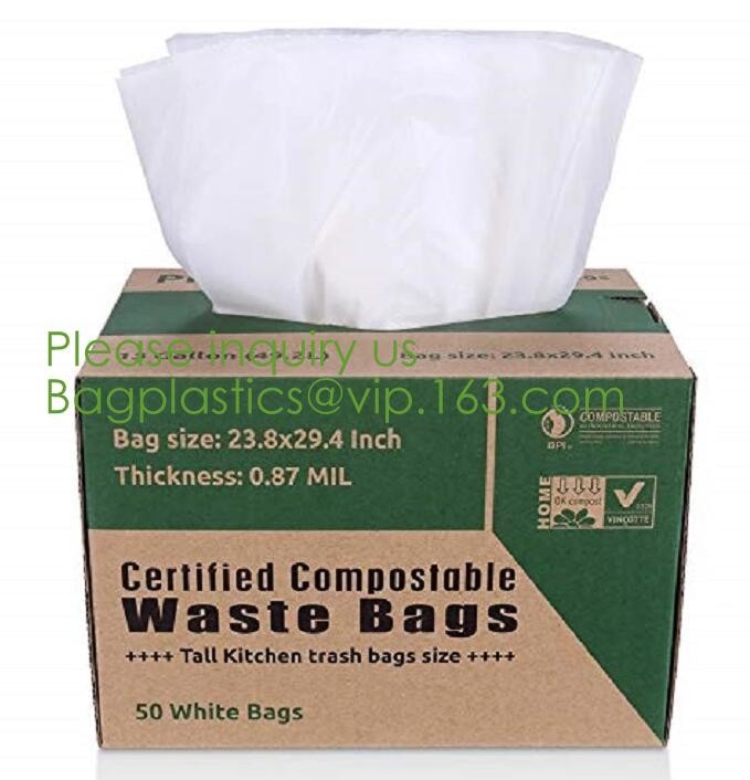 64 Gallon compostable trash bag biodegradable garbage bag, 0.9 Mil, 47"W x 60"H,cornstarch made 100% eco friendly direct