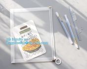custom transparent pvc slide zipper file bags, cosmetic makeup pen pencil stationery case, PVC plastic slider zipper bag