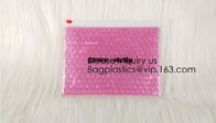 New Design Pvc Zip lockk Epe Foam Heart-Shaped Bubble Bag For Cosmetic/Pink Plastic Bubble Bag With Zipper bagease package