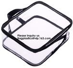 Clear Zipper Bag With Compression Packing Closure,Toiletry Bag With Pink Trim And Zipper Closing PVC zipper pouch bageas