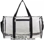 Clear Duffel Gym Bag Transparent PVC Carry Bag With Shoulder Strap,Cosmetic Carry Bag Magnet Pockets Detachable Shoulder