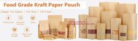 Natural Kraft Paper Flat Bottom Standup Pouch / Food Packaging Bags With Window,Foil Lined Standup Kraft Paper Envelopes