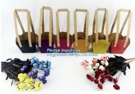 Flower Carrier Twisted Handle Rope Ribbon Tie Paper Carry Bag Shopping,Flower shop logo printing kraft paper flower pack
