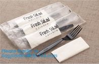 7in1 FDA Aviation Heavyweight Disposable Clear Plastic Camping Cutlery Set with Napkin,Fork Spoon Knife Fork Set For Fla