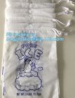 ECO FRIENDLY ICE PACK BAGS, ECO GREEN PACKAGING, BIO ICE BAG, disposable drawstring top crystal clear ice plastic bag,