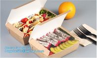 custom kraft paper lunch food cake gift packaging box with lid,Disposable custom printed kraft paper big fast food packa