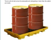Detachable plastic 4 drum oil spill pallet, 1300*660*150 mm 2 drum spill containment pallet, Nestable 2 drum spill conta