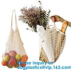 Organic Pure Cotton String Net Tote Shopping Bag with Long Handle Durable Washable Logo Customize Shopping Handbag Large