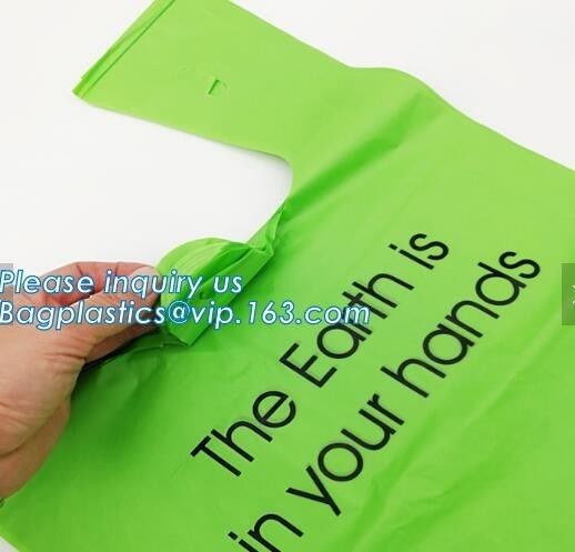 Factory supply 100% biodegradable t-shirt garbage bag,corn starch plastic compostable trash bag
