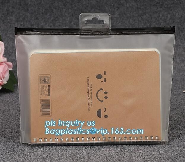 cosmetic bag promotional printed plastic bag, Clear frosted matte plastic PVC apparel bag with zipper top, zipper top cl