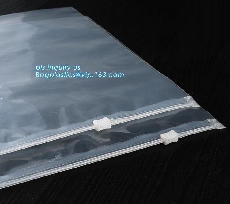 slider pvc vinyl hanger bag, vinyl PVC bags with slider zipper, OEM clear plastic zipper pouch/ clear vinyl slider zippe