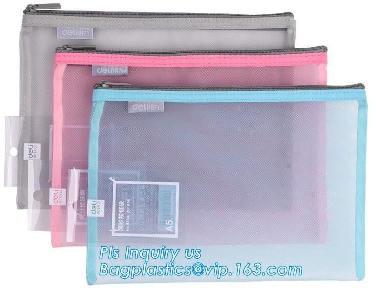 promotion pvc binder file A4 mesh zipper waterproof bag from professional manufacturer, A4 A5 clear nylon mesh file fold