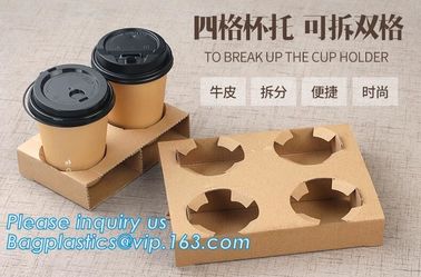 Cardboard paper coffee cup holder carrier,2 pack coffee cup drink paper carriers,Brown paper coffee cup drink carriers w