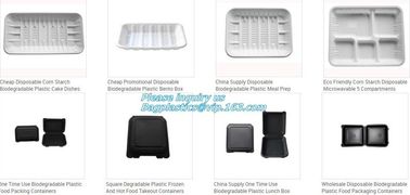 Disposable corn starch plates, biodegradable corn starch food container, biobased food tray