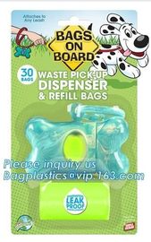 Dog poop bag with dispenser and leash clip for doggy waste on roll, biodegradable PE dog poop pet waste bag