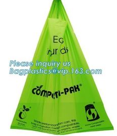 Factory supply 100% biodegradable t-shirt garbage bag,corn starch plastic compostable trash bag