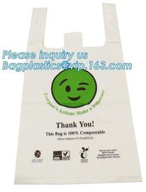 100% Compostable Vest Carrier Plastic Biodegradable Shopping Bag with EN13432 Certificated, compostable bags for superma
