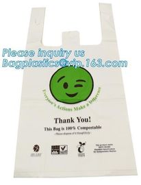 100% Compostable Vest Carrier Plastic Biodegradable Shopping Bag with EN13432 Certificated, compostable bags for superma