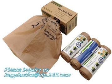 drawstring 100% eco friendly direct manufacturing factory compostable garbage bags on roll, Sealing &amp; Handle and Customi