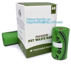 Waste Poop Bag With Customized Logo, Unscented Environment Friendly Compostable Dog Pet Poop Bags Drawstring Holder Disp