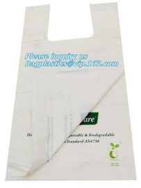 100%Biodegradable and Compostable T-shirt Bags/vest carrier PE plastic bag, vest carrier plastic T-shirt shopping bag