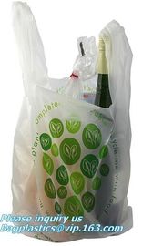 100%Biodegradable and Compostable T-Shirt Bags/Vest Carrier PE Plastic resuable shopping bag, T-shirt Shopping Bag/ Comp