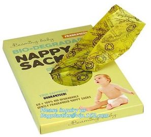 Nappy bags in compostable/biodegradable material, pack of 30pcs in rolls, Eco-Friendly Scented Baby sacks tie handle dis