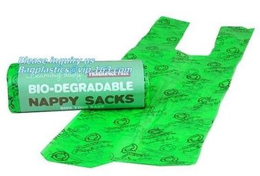 Nappy bags in compostable/biodegradable material, pack of 30pcs in rolls, Eco-Friendly Scented Baby sacks tie handle dis