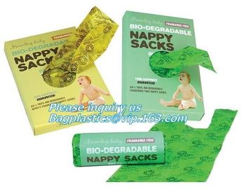 Nappy bags in compostable/biodegradable material, pack of 30pcs in rolls, Eco-Friendly Scented Baby sacks tie handle dis