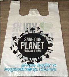 En13432 certified custom printed wholesale biodegradable compostable plastic pharmacy bag with singlet handle BAGS