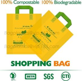 100% Compostable Shopper, Biodegradable handle handy Carrier Eco Bio starch plant Biodegradable T-Shirt Bags With Logo