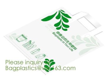 100% Compostable Shopper, Biodegradable handle handy Carrier Eco Bio starch plant Biodegradable T-Shirt Bags With Logo