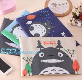 Stationery A4 Paper Waterproof Office Zipper File Bag, Office Stationery Bright Colors OEM File Bag Pocket Clear PVC Bag