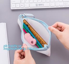 clear vinyl TPU pencil case bag with zipper for boys girls, Creative contracted envelope bag translucent frosted pencil