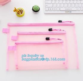 Office Stationery Mesh Bags With Slider Zipper, expanding file/folder/File cover/documents pouch carry bag