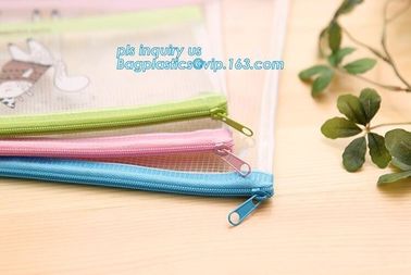 Nylon Mesh Multicolor Stripes Document Bag For A4 Paper and Pen, Big capacity A2size clear zipper file folder pvc docume