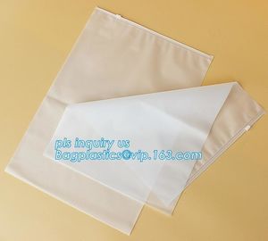 transparent slider zipper bag for clothes, customized plastic slider zipper bag with outer pocket, slider bag/zipper bag