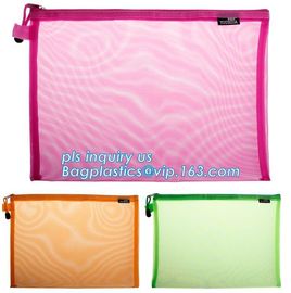 Mesh Zipper Bags, 3 PCS, Water-Resistant A4 Paper File Storage Office Document Bags