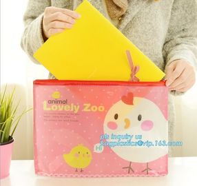 Document Bag with Plastic Slider Stationery Penil Pen Case Storage Bag, Student office slider transpraent plastic storag