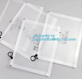 towel slider cosmetic bag, Slider Zip Poly Bag, office file bag with zipper/document file pockect, clear pvc zipper bag/