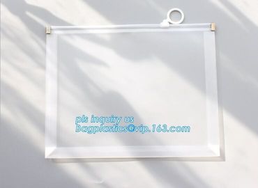 custom stationery frosted pvc bag with slider, Handy briefcase slider bag / trendy handle sling bag, /zipper slider plas