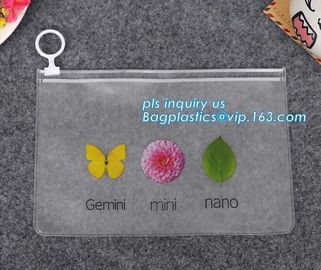 Transparent Stationery Packaging Bags with Slider, PVC Plastic Zipper Bags For Bra Bikini Packaging, zipper slider closu