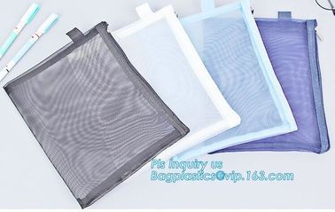 A5 A4 SIZE PU document bag file bag holer mesh bag pouch with zipper, waterproof fiber mesh a4 size zipper file folder