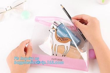 garment pouch with slider zipper, slider zipper on top side gusset pvc packaging pouch, pvc slider pouch,PVC slide pouch